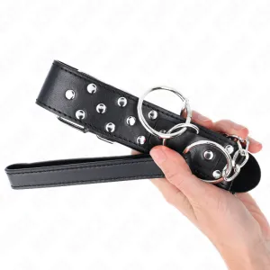 Ring Nieten Band Halskette mit Gürtel 65 cm Schwarz Verstellbar 36-50 cm X 3,8 cm von Kink Collar & Gag