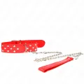 Ring Nieten Band Halskette mit Gürtel 65 cm Rot Verstellbar 36-50 cm X 3,8 cm von Kink Collar & Gag