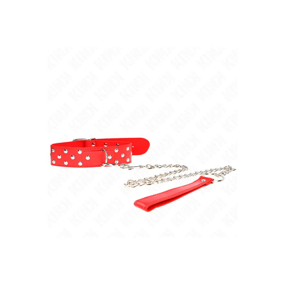 Ring Nieten Band Halskette mit Gürtel 65 cm Rot Verstellbar 36-50 cm X 3,8 cm von Kink Collar & Gag | Fesselliebe.de
