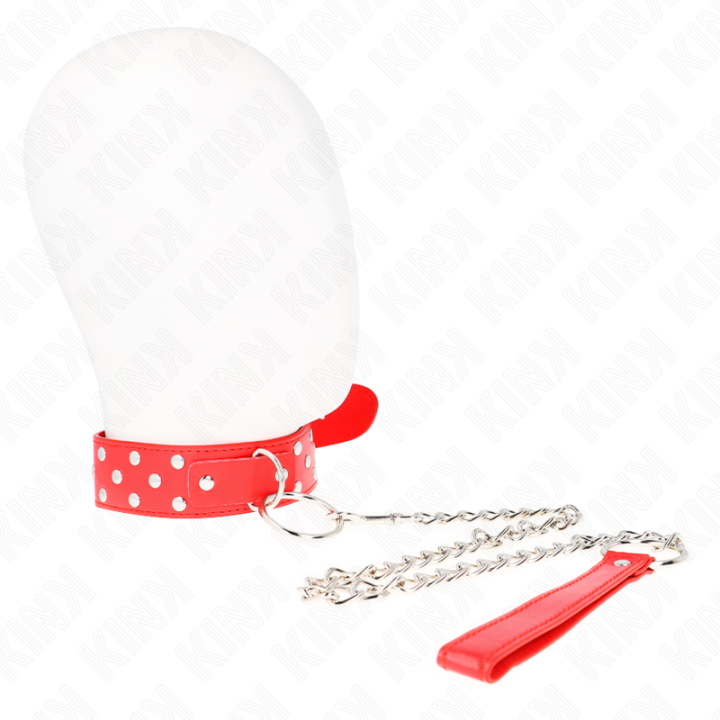 Ring Nieten Band Halskette mit Gürtel 65 cm Rot Verstellbar 36-50 cm X 3,8 cm von Kink Collar & Gag | Fesselliebe.de