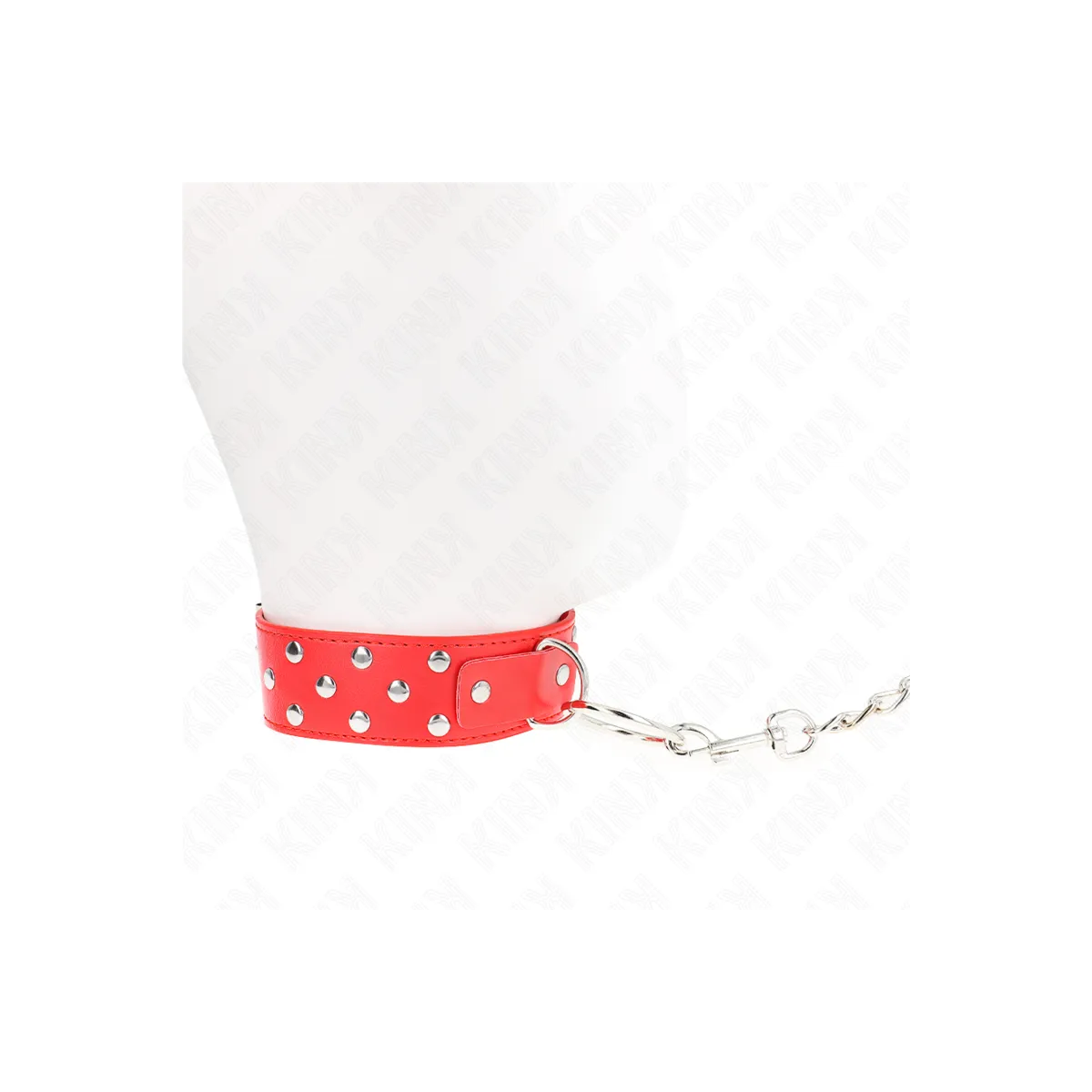 Ring Nieten Band Halskette mit Gürtel 65 cm Rot Verstellbar 36-50 cm X 3,8 cm von Kink Collar & Gag | Fesselliebe.de