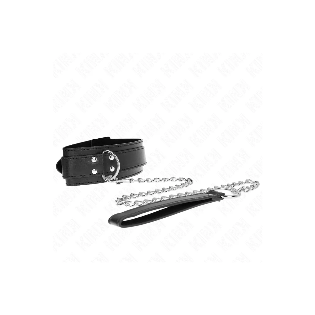 Halskette mit Riemen 65 cm Silber Schnallen Verstellbar 33-46 cm X 5,5 cm von Kink Collar & Gag | Fesselliebe.de