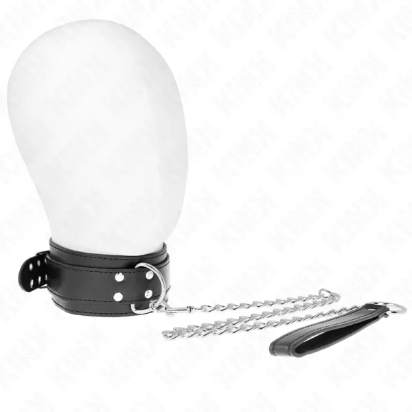 Halskette mit Riemen 65 cm Silber Schnallen Verstellbar 33-46 cm X 5,5 cm von Kink Collar & Gag | Fesselliebe.de