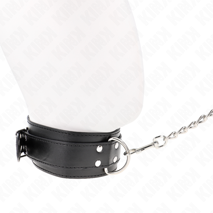 Halskette mit Riemen 65 cm Silber Schnallen Verstellbar 33-46 cm X 5,5 cm von Kink Collar & Gag | Fesselliebe.de