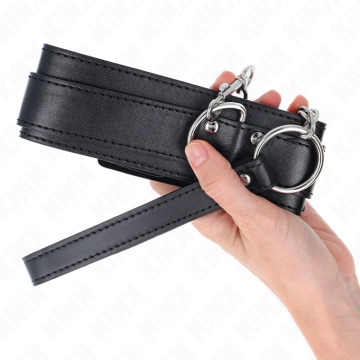 Halskette mit Riemen 65 cm Silber Schnallen Verstellbar 33-46 cm X 5,5 cm von Kink Collar & Gag | Fesselliebe.de