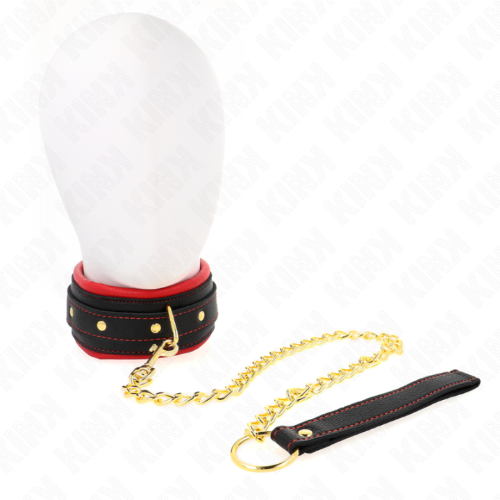 Halsband mit Leine aus Einfacher Stoff, Verstellbar 33-48 cm X 5,7 cm von Kink Collar & Gag | Fesselliebe.de