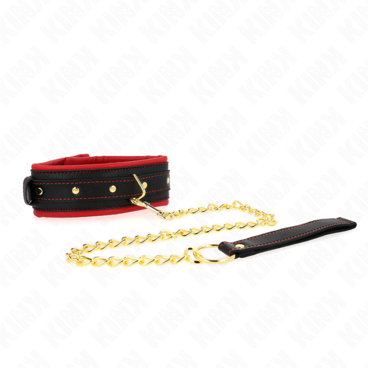 Halsband mit Leine aus Einfacher Stoff, Verstellbar 33-48 cm X 5,7 cm von Kink Collar & Gag | Fesselliebe.de