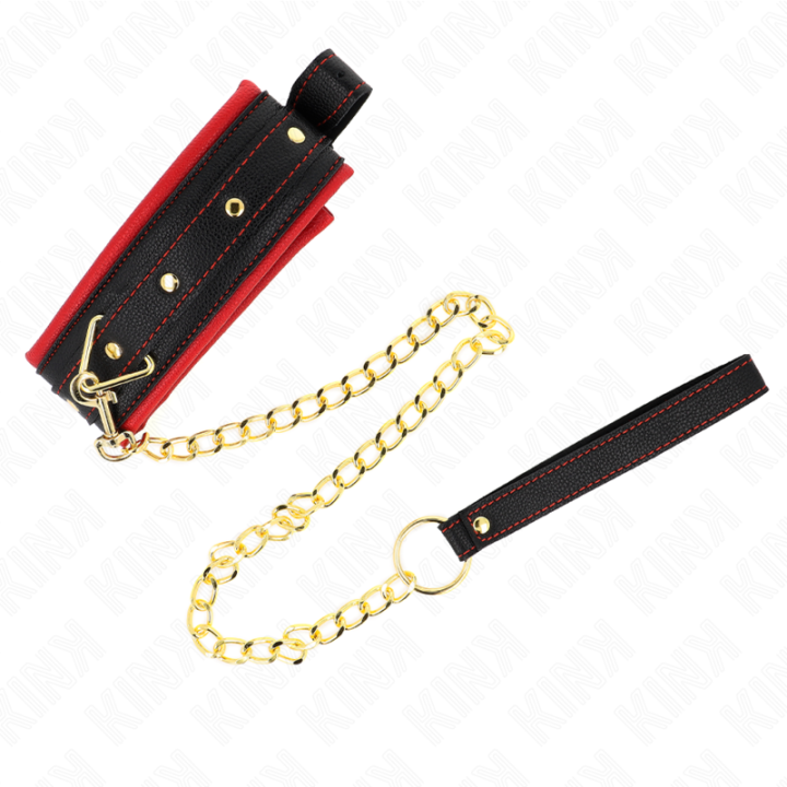 Halsband mit Leine aus Einfacher Stoff, Verstellbar 33-48 cm X 5,7 cm von Kink Collar & Gag | Fesselliebe.de