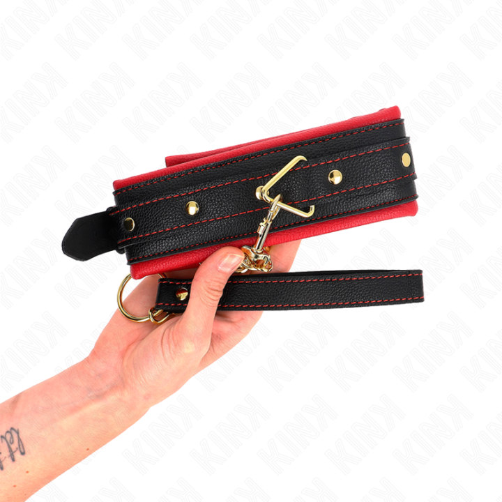 Halsband mit Leine aus Einfacher Stoff, Verstellbar 33-48 cm X 5,7 cm von Kink Collar & Gag | Fesselliebe.de