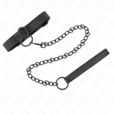 Halsband mit Dunkler Leine 65 cm Verstellbar 37-54 cm X 3 cm von Kink Collar & Gag | Fesselliebe.de