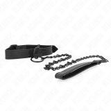 Halsband mit Dunkler Leine 65 cm Verstellbar 37-54 cm X 3 cm von Kink Collar & Gag | Fesselliebe.de
