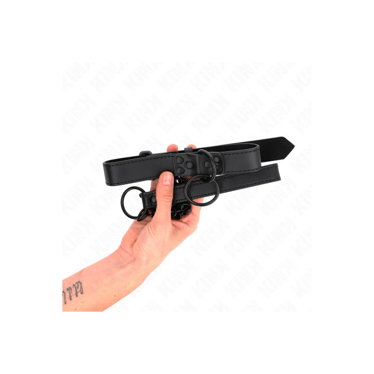 Halsband mit Dunkler Leine 65 cm Verstellbar 37-54 cm X 3 cm von Kink Collar & Gag | Fesselliebe.de