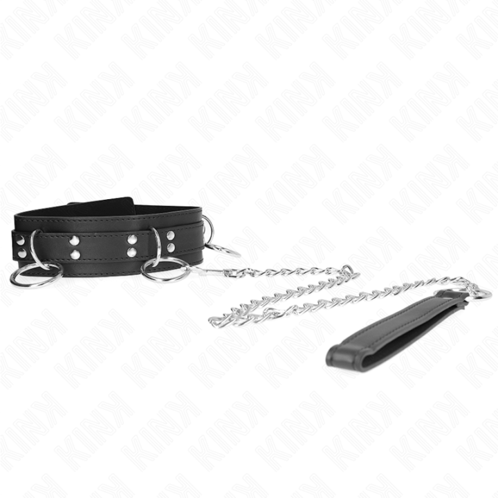 3-Ring-Sklaverei-Halskette mit Band 80 cm 53 X 5 cm von Kink Collar & Gag | Fesselliebe.de