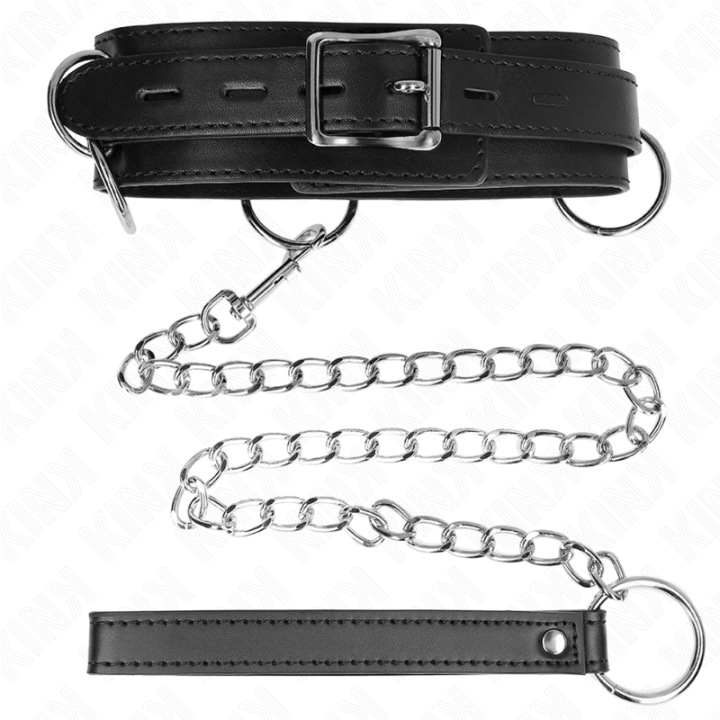3-Ring-Sklaverei-Halskette mit Band 80 cm 53 X 5 cm von Kink Collar & Gag | Fesselliebe.de