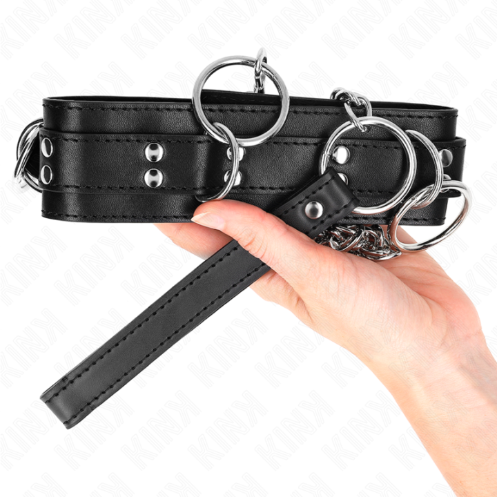 3-Ring-Sklaverei-Halskette mit Band 80 cm 53 X 5 cm von Kink Collar & Gag | Fesselliebe.de