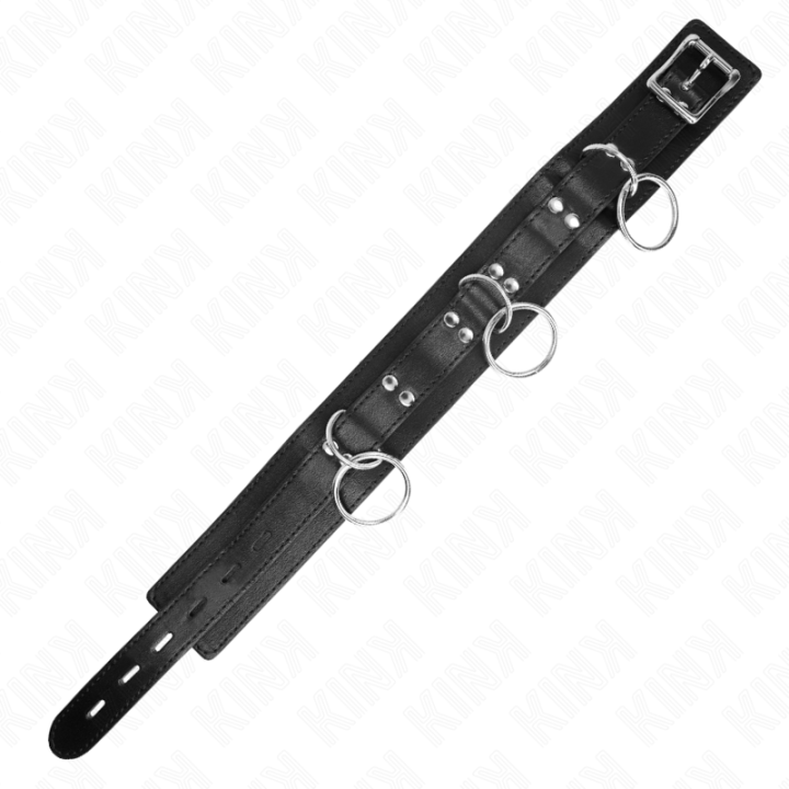 3-Ring-Sklaverei-Halskette mit Band 80 cm 53 X 5 cm von Kink Collar & Gag | Fesselliebe.de