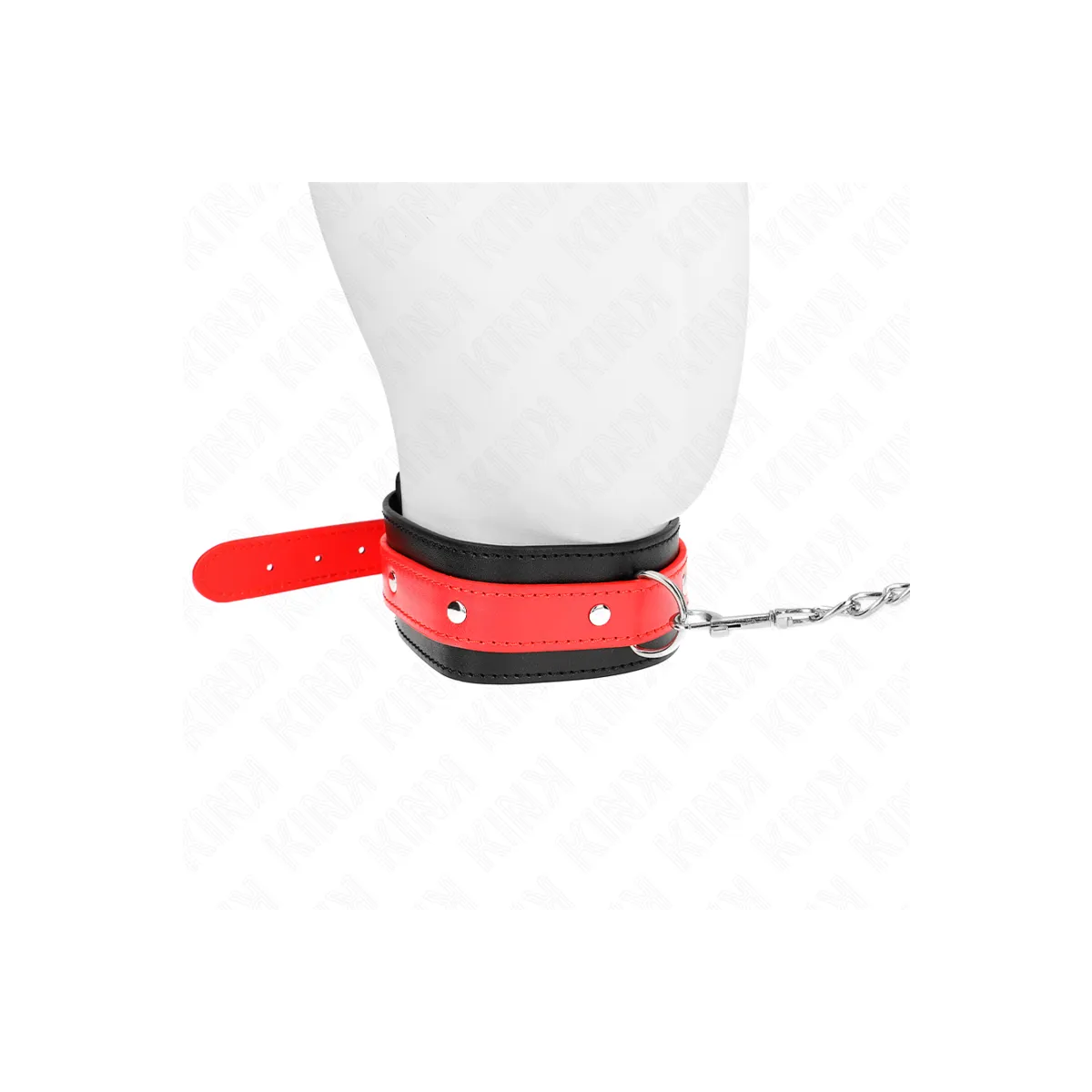 Halskette mit Rotem Band 65 cm Verstellbar 36-43 cm X 5 cm von Kink Collar & Gag | Fesselliebe.de
