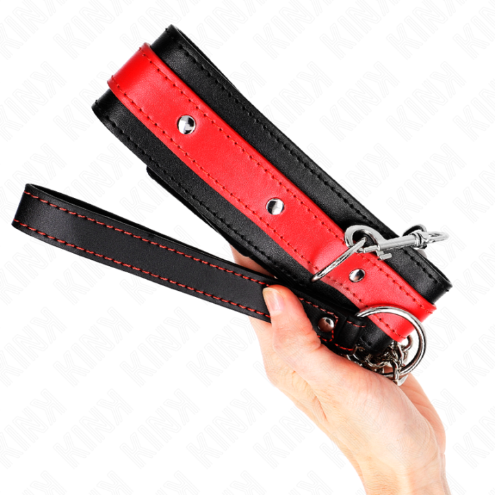 Halskette mit Rotem Band 65 cm Verstellbar 36-43 cm X 5 cm von Kink Collar & Gag | Fesselliebe.de