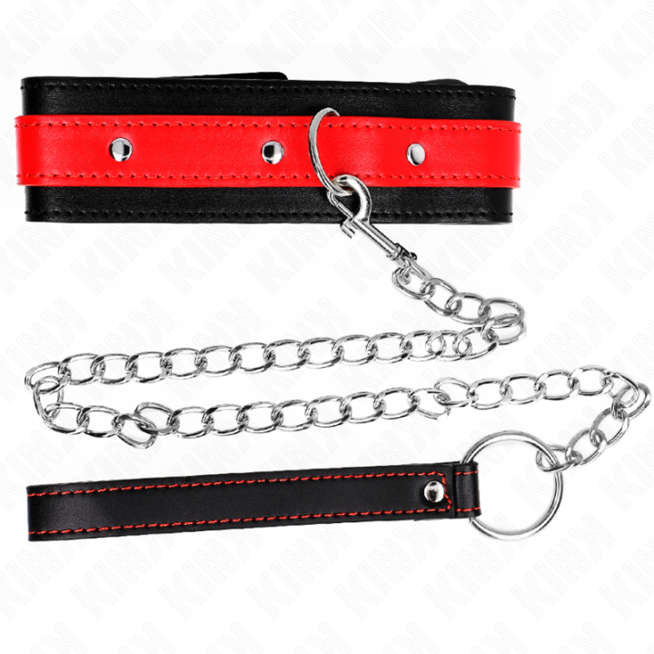 Halskette mit Rotem Band 65 cm Verstellbar 36-43 cm X 5 cm von Kink Collar & Gag | Fesselliebe.de