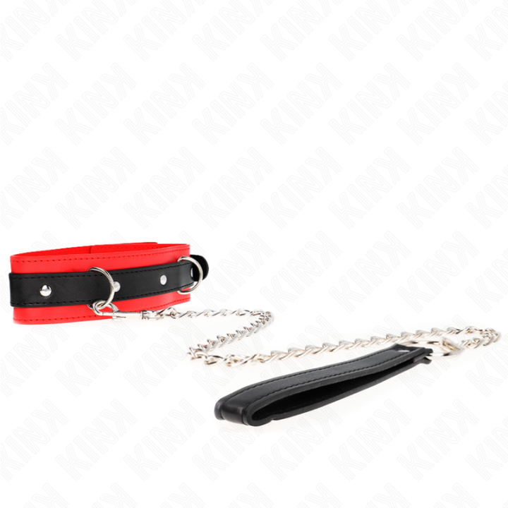 Basismodell Halsband mit Leine 65 cm Modell 3 Rot 53 X 5 cm von Kink Collar & Gag | Fesselliebe.de