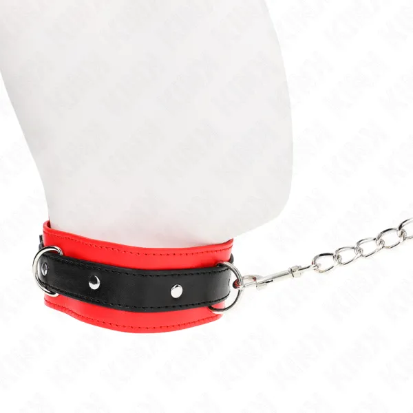 Basismodell Halsband mit Leine 65 cm Modell 3 Rot 53 X 5 cm von Kink Collar & Gag | Fesselliebe.de