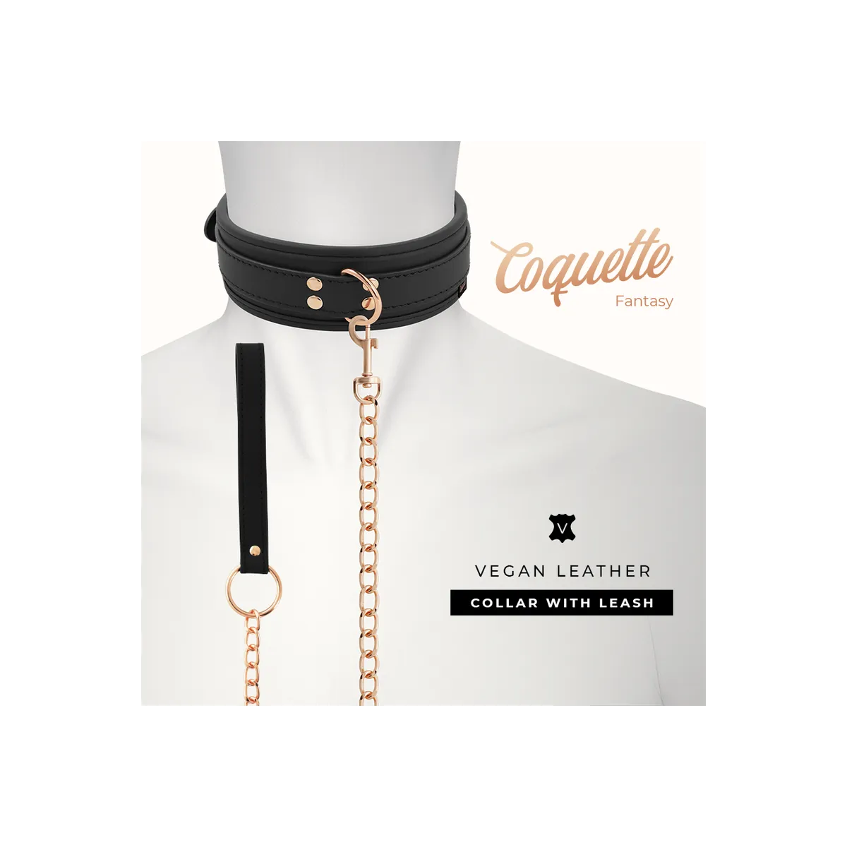 Fantasy-Halskette aus Veganem Leder mit Riemen und Neoprenfutter von Coquette Fantasy | Fesselliebe.de