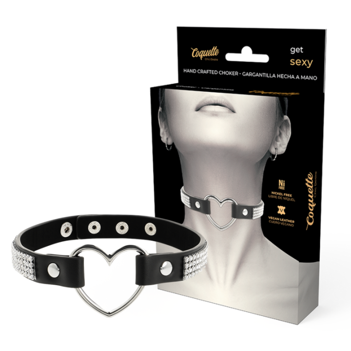 Veganes Leder-Halsband mit Herz von Coquette Accessories | Fesselliebe.de