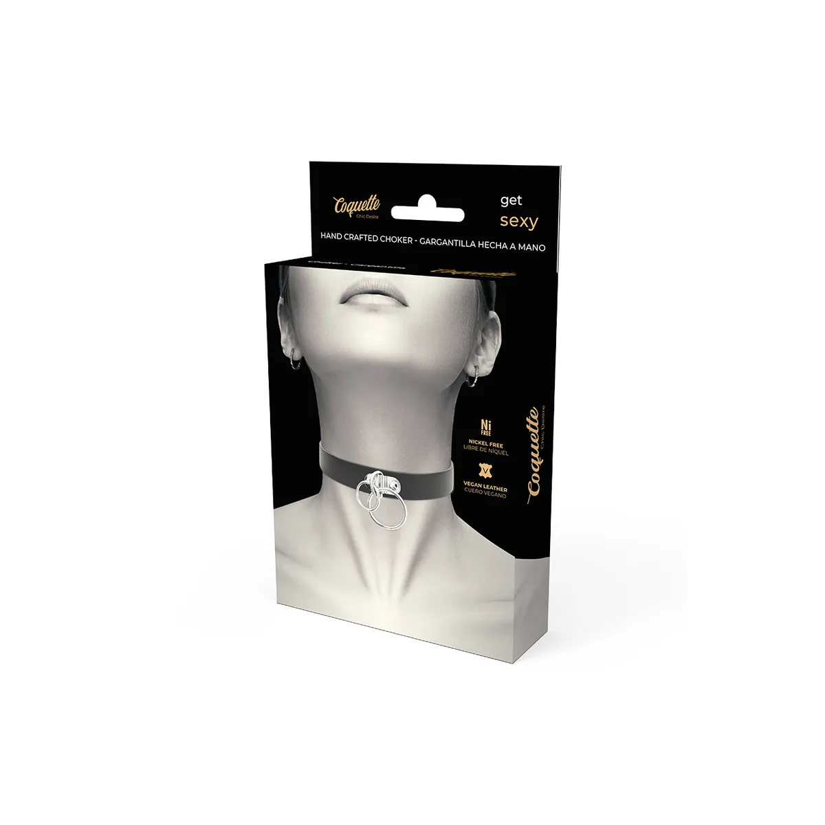 Doppelring-Halsband aus Veganem Leder von Coquette Accessories | Fesselliebe.de