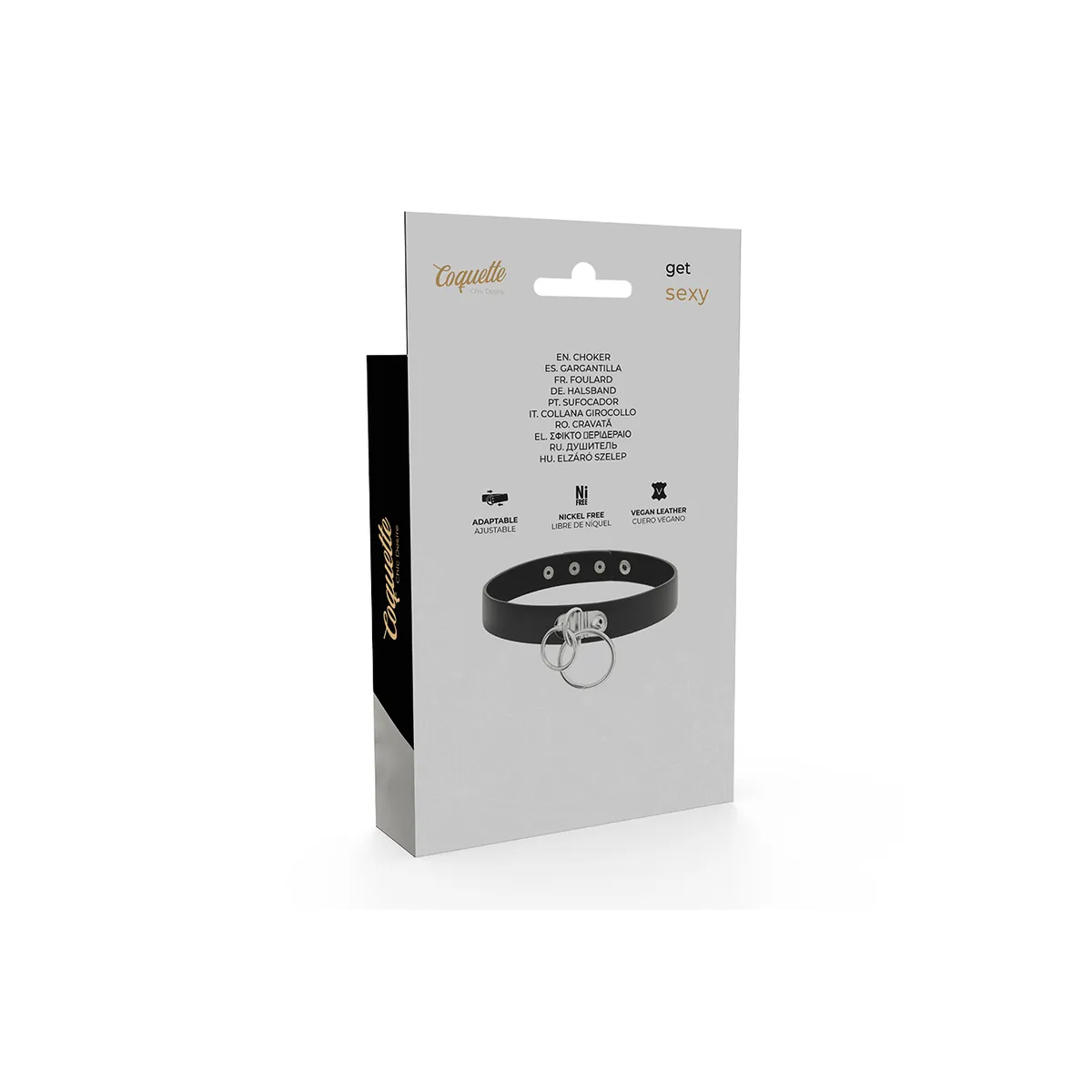 Doppelring-Halsband aus Veganem Leder von Coquette Accessories | Fesselliebe.de