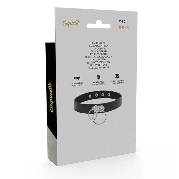Doppelring-Halsband aus Veganem Leder von Coquette Accessories | Fesselliebe.de