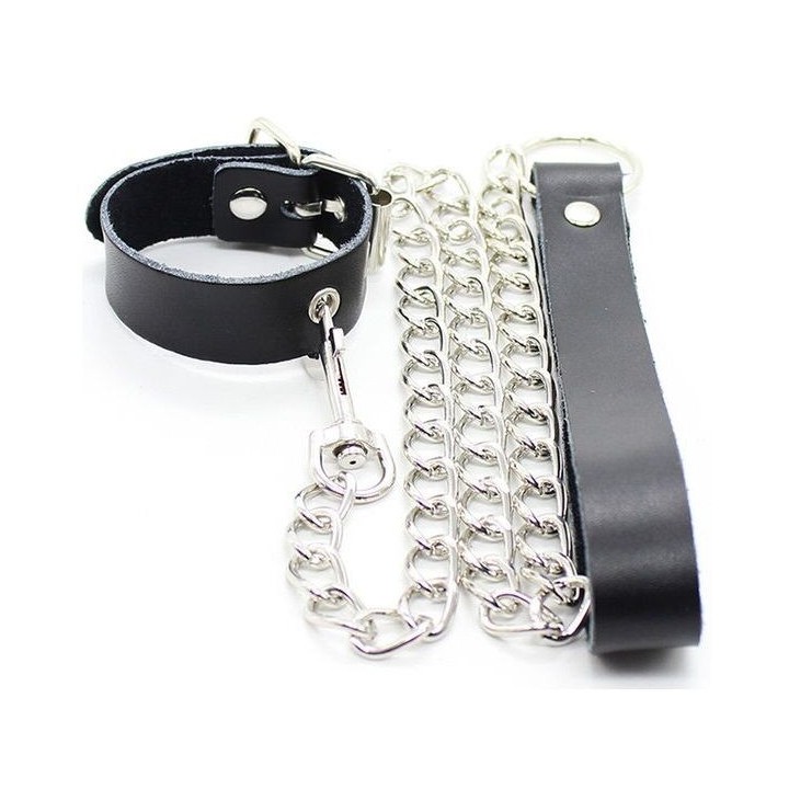 Penis-Halskette und Lederarmband mit Metallkette von Ohmama Fetish | Fesselliebe.de