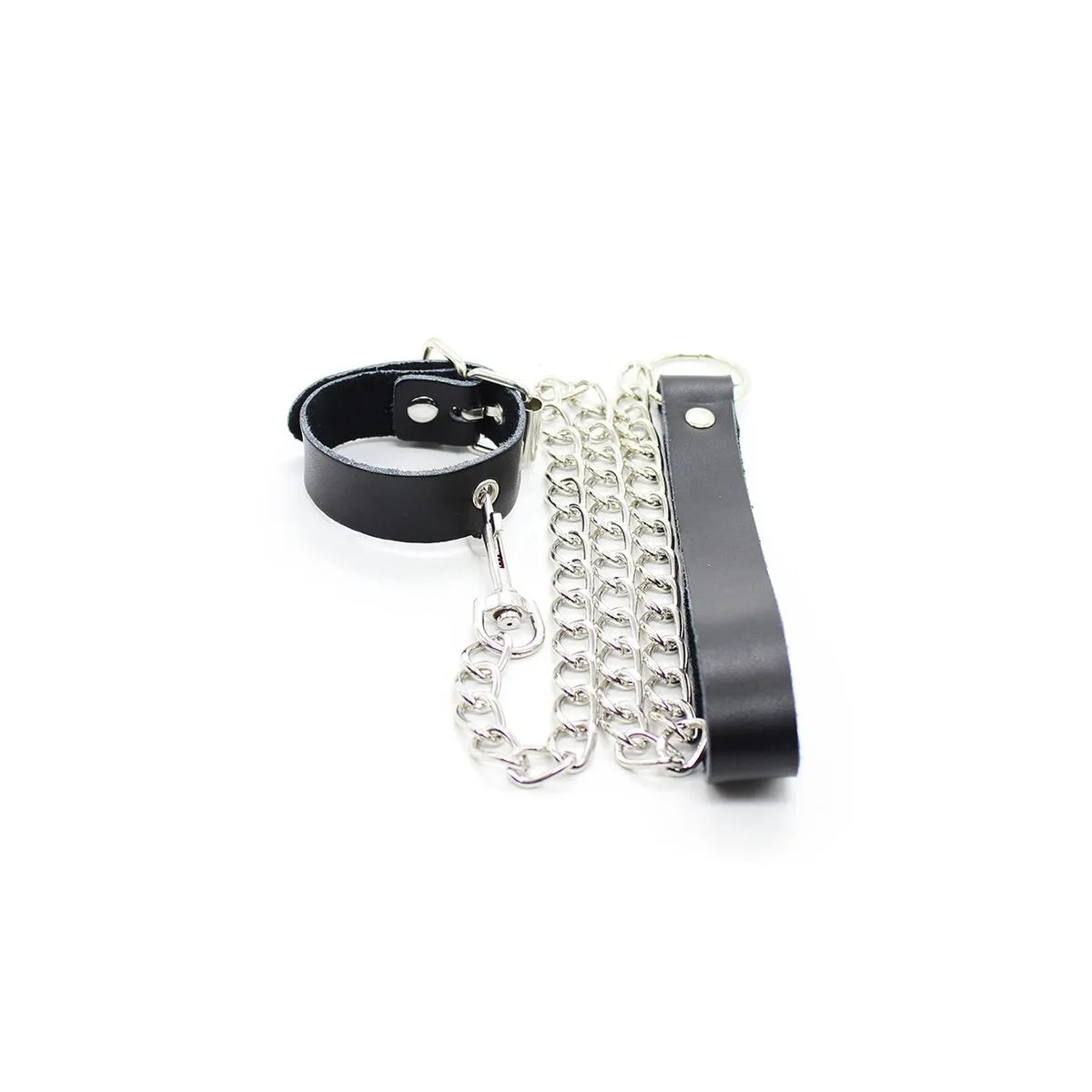 Penis-Halskette und Lederarmband mit Metallkette von Ohmama Fetish | Fesselliebe.de