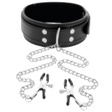 Halsband mit Nippelklammern Schwarz von Darkness Bondage | Fesselliebe.de