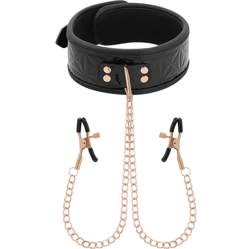 Halsband mit Nippelklemmen von Begme Black Edition | Fesselliebe.de