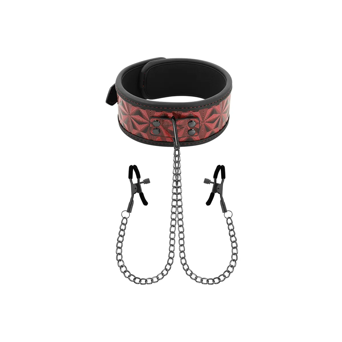 Halsband mit Nippelklemmen mit Neoprenfutter von Begme Red Edition | Fesselliebe.de