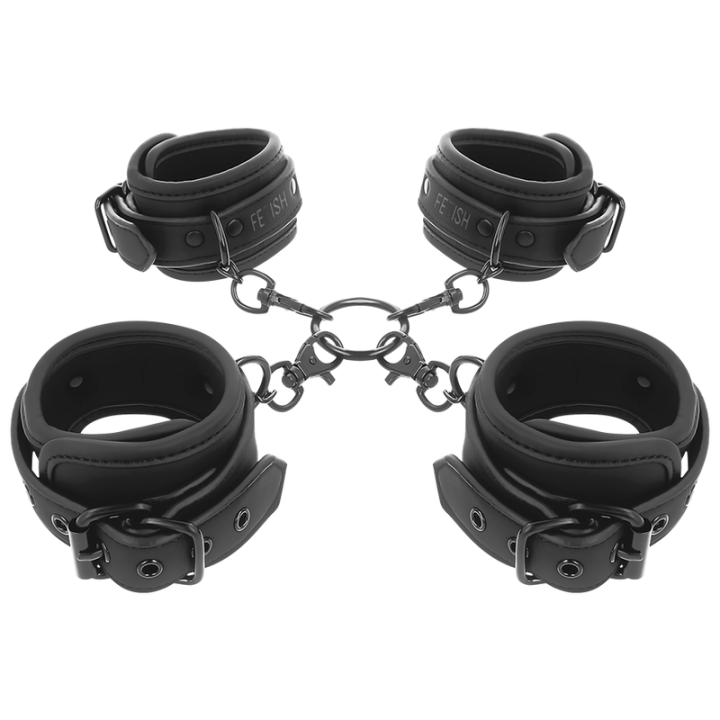 Hand- und Knöchel-Handschellen-Set mit Noprene-Futter von Fetish Submissive Bondage | Fesselliebe.de