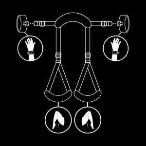 Position mit Offenen Beinen und Handschellen mit Noprene-Futter von Fetish Submissive Bondage