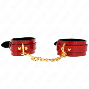 Joanna angel Handgelenkmanschetten Rot Verstellbar mit Goldkette 16,5-26 cm X 4 cm von Kink Wrist Restraint | Fesselliebe.de