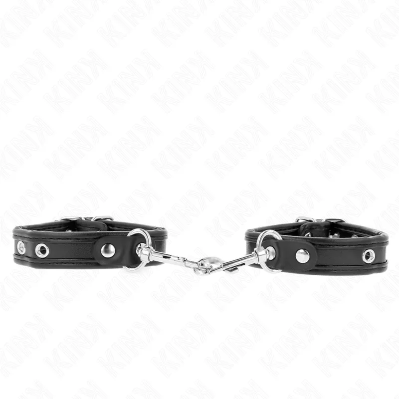 Mini-Armbänder Schwarz mit Nieten Verstellbar 16-22 cm X 2 cm von Kink Wrist Restraint | Fesselliebe.de