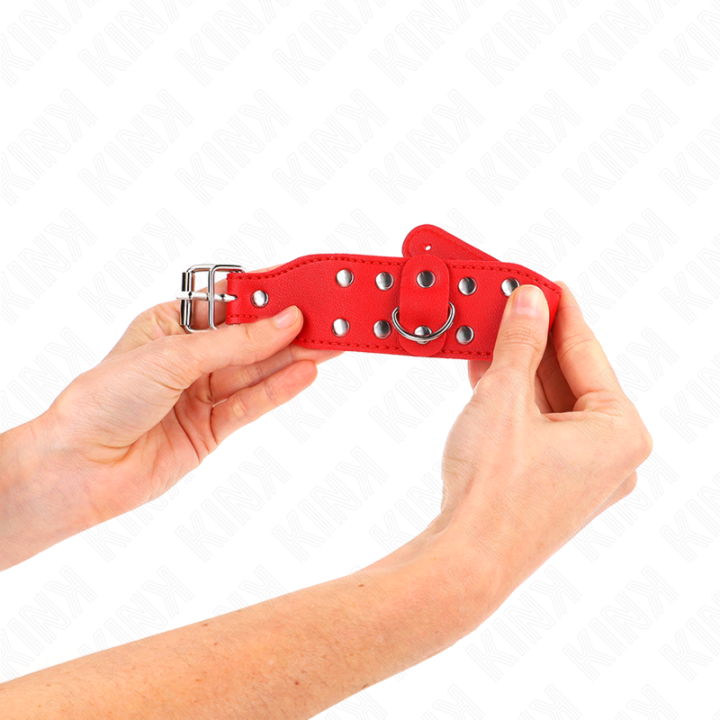 Armbänder mit Doppelter Reihe Verstellbarer Nieten Rot von Kink Wrist Restraint | Fesselliebe.de