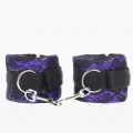 Kurze Handgelenksfesseln aus Samtspitze und Nylonbindung Lila/Schwarz 23 X 6,5 cm von Kink Wrist Restraint