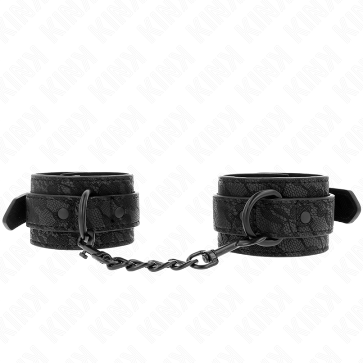 mit Dunkler Spitze Überzogene Handgelenkmanschetten Verstellbar Schwarz 19-26 cm von Kink Wrist Restraint | Fesselliebe.de