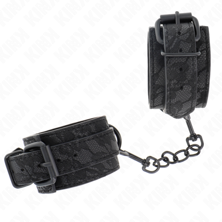 mit Dunkler Spitze Überzogene Handgelenkmanschetten Verstellbar Schwarz 19-26 cm von Kink Wrist Restraint | Fesselliebe.de