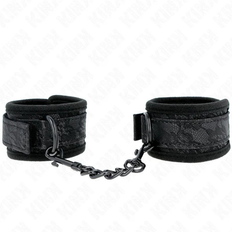 Dark Lace Cuffs Neoprene Handgelenk Manschetten Verstellbar Schwarz 20-29 cm X 5 cm von Kink Wrist Restraint | Fesselliebe.de