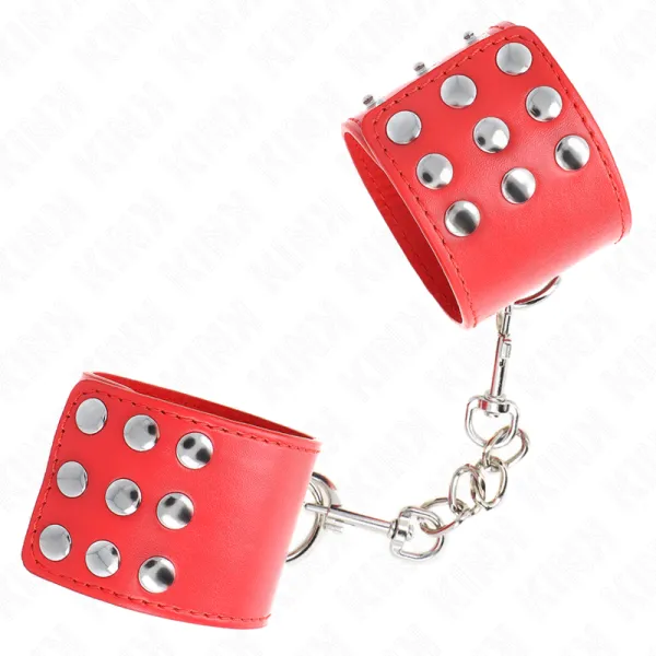 Handgelenkfesseln mit Druckverschluss Rot Verstellbar 19-24 cm X 5,5 cm von Kink Wrist Restraint | Fesselliebe.de