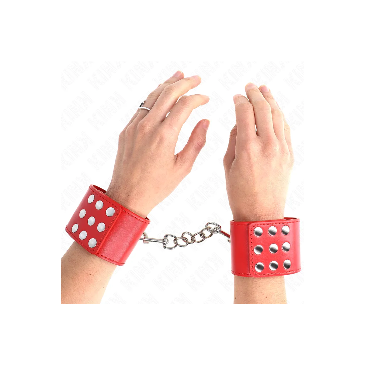 Handgelenkfesseln mit Druckverschluss Rot Verstellbar 19-24 cm X 5,5 cm von Kink Wrist Restraint | Fesselliebe.de