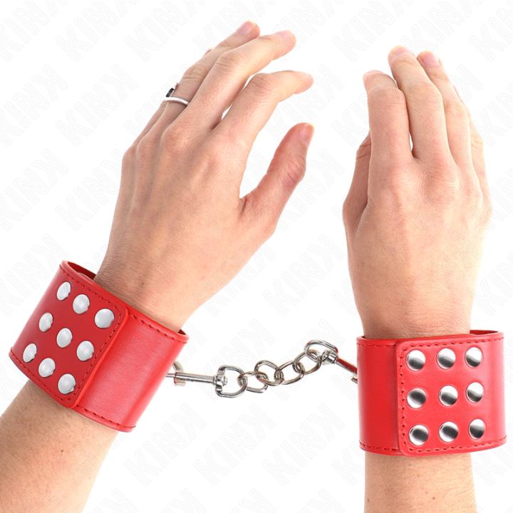 Handgelenkfesseln mit Druckverschluss Rot Verstellbar 19-24 cm X 5,5 cm von Kink Wrist Restraint | Fesselliebe.de