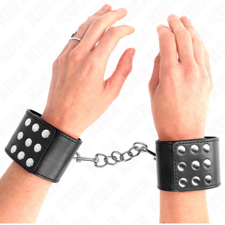 Handgelenkfesseln mit Druckverschluss Schwarz Verstellbar 19-24 cm X 5,5 cm von Kink Wrist Restraint | Fesselliebe.de
