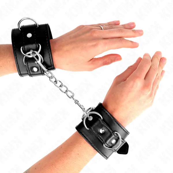 3 D-Ring Handgelenkfesseln Verstellbar Schwarz 17,5-25 cm X 6 cm von Kink Wrist Restraint | Fesselliebe.de