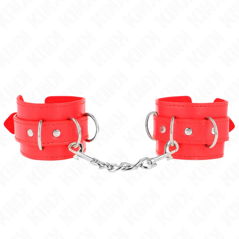 3 D-Ring Handgelenkfesseln Verstellbar Rot 17,5-25 cm X 6 cm von Kink Wrist Restraint | Fesselliebe.de
